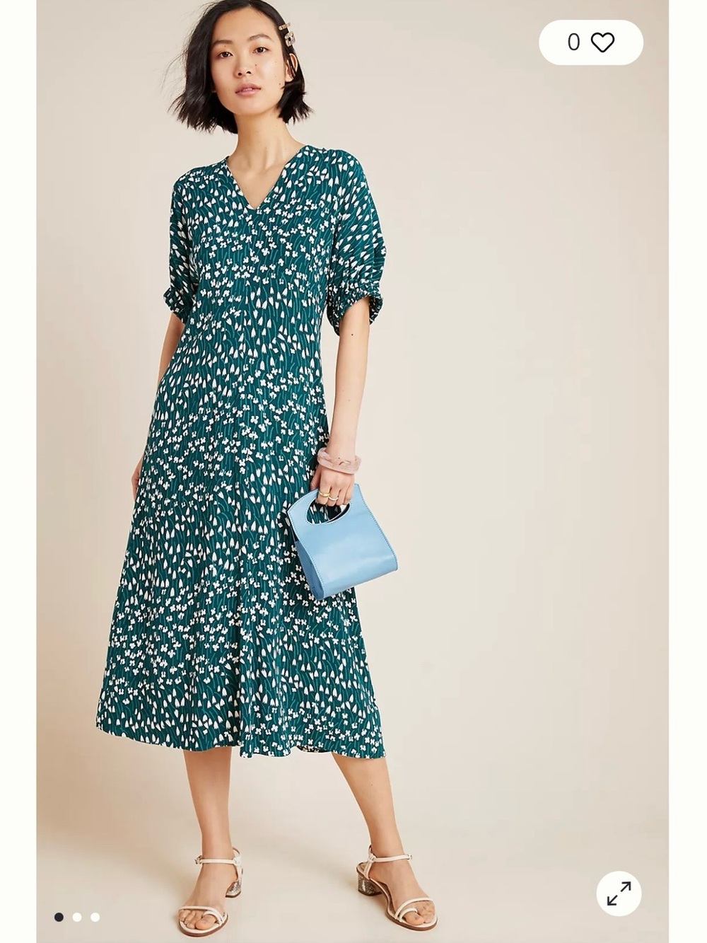 Marimekko Intoilla Tuulahdus Green Floral Midi Dress 40